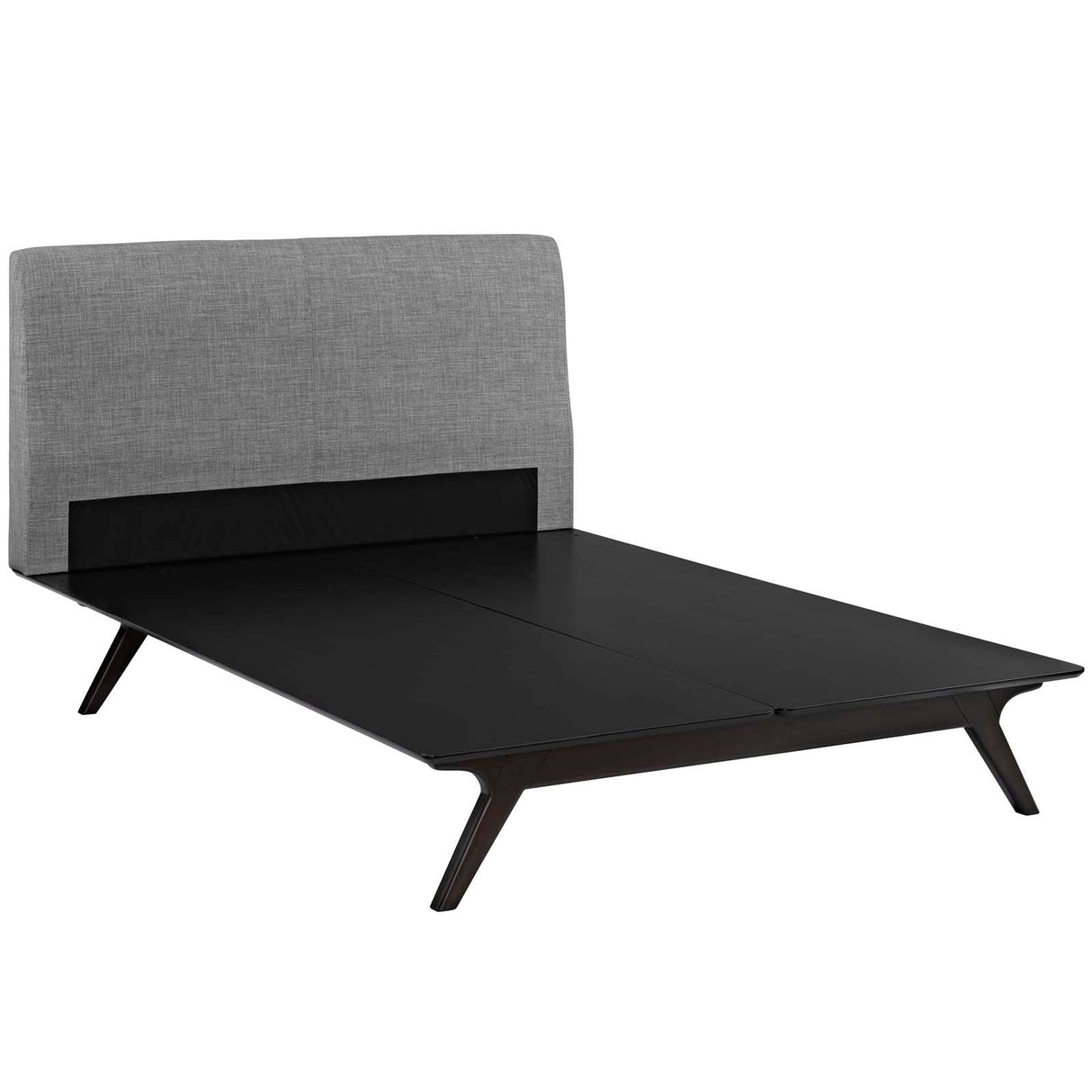 Mid-Century Modern Upholstered Platform Bed