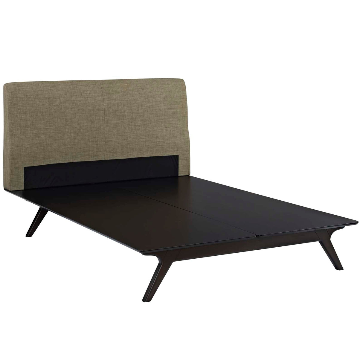 Mid-Century Modern Upholstered Platform Bed