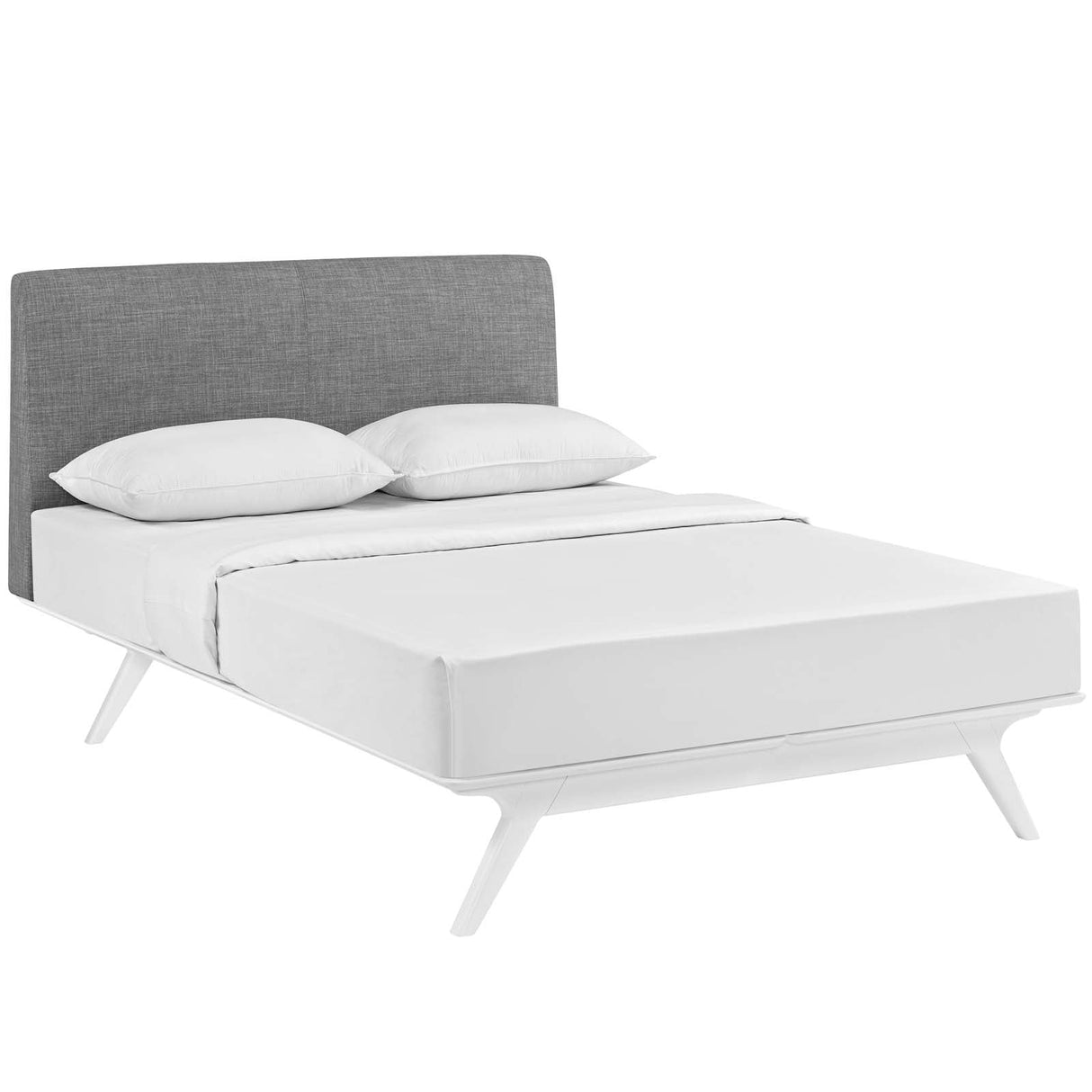 Mid-Century Modern Upholstered Platform Bed