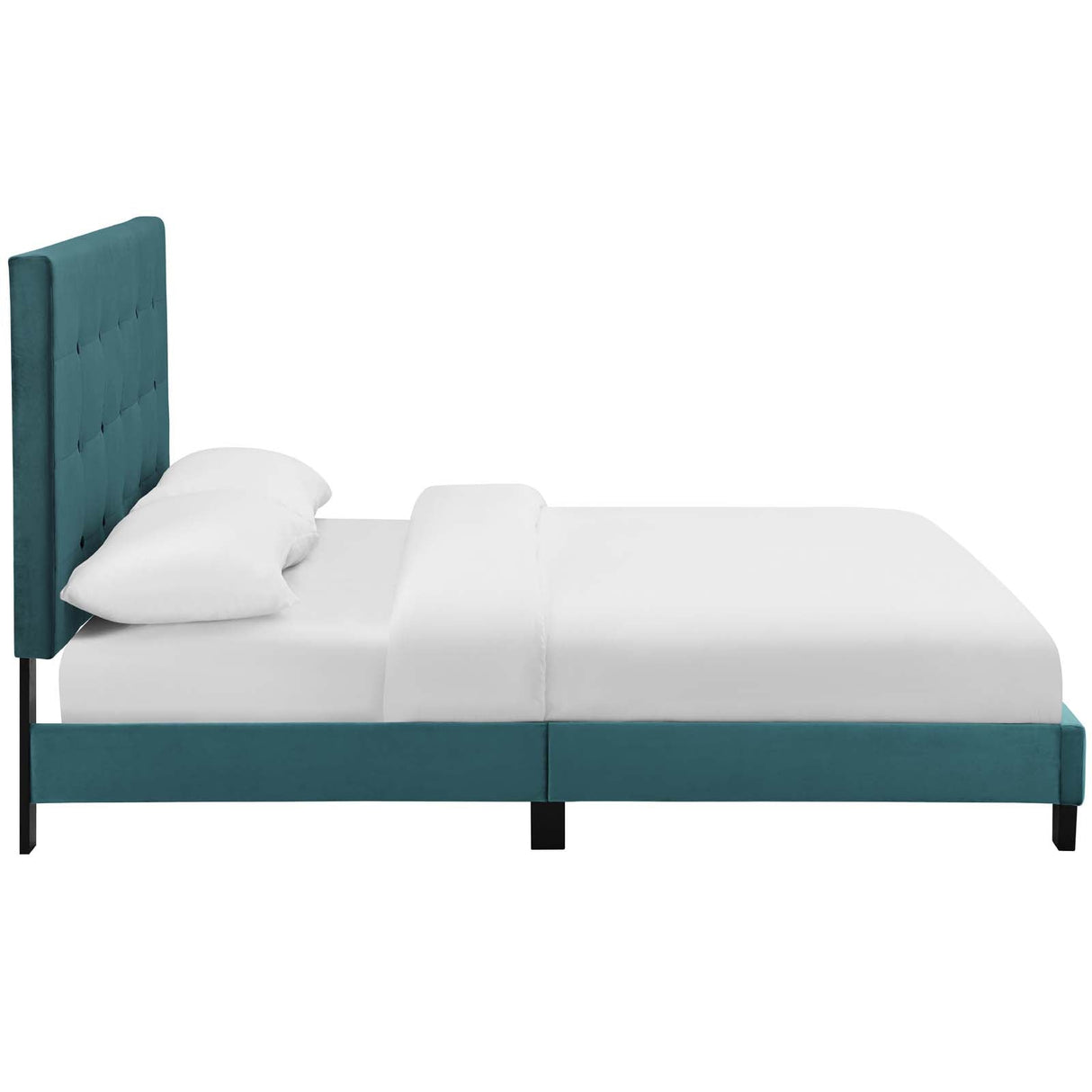Tufted Button Performance Velvet Platform Bed