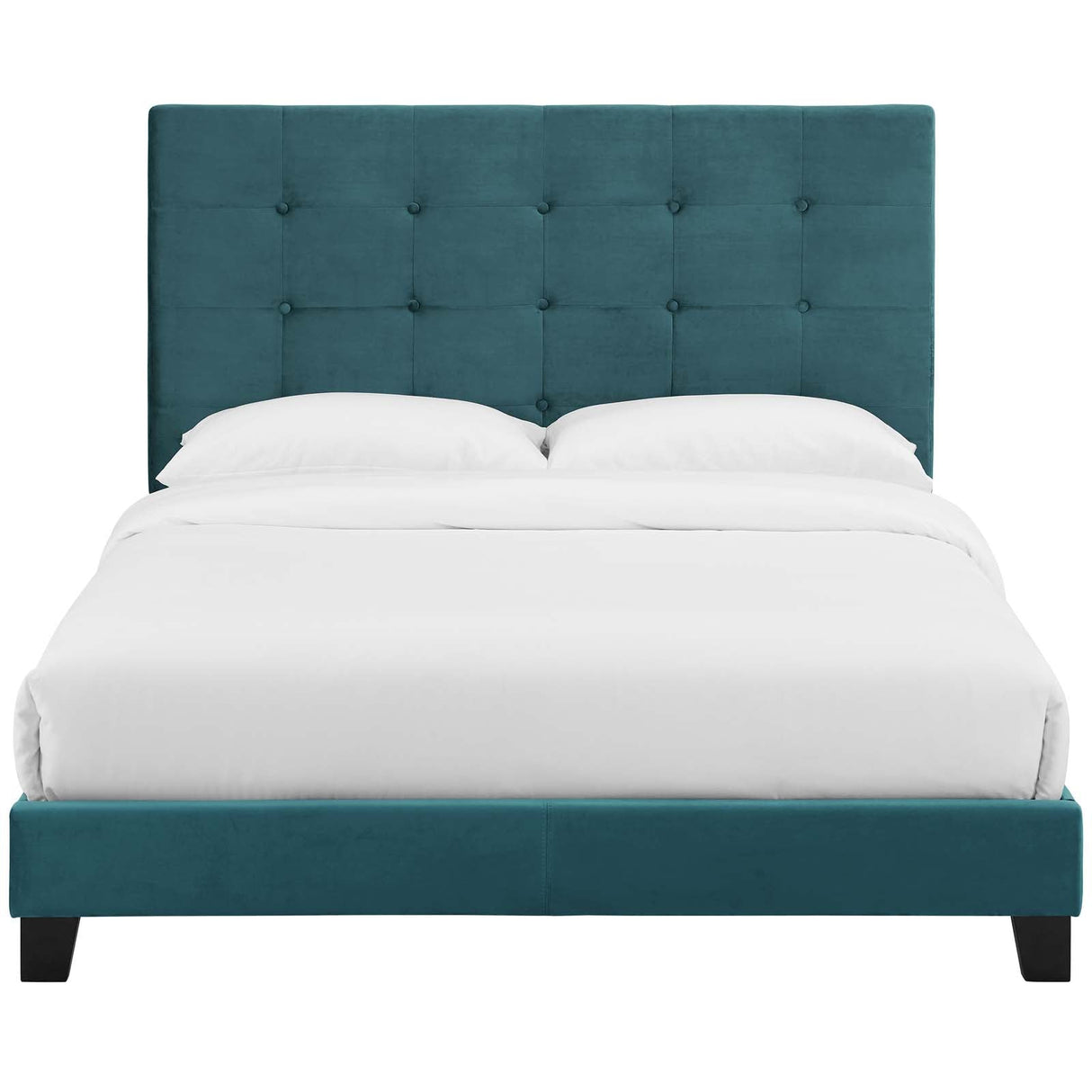 Tufted Button Performance Velvet Platform Bed