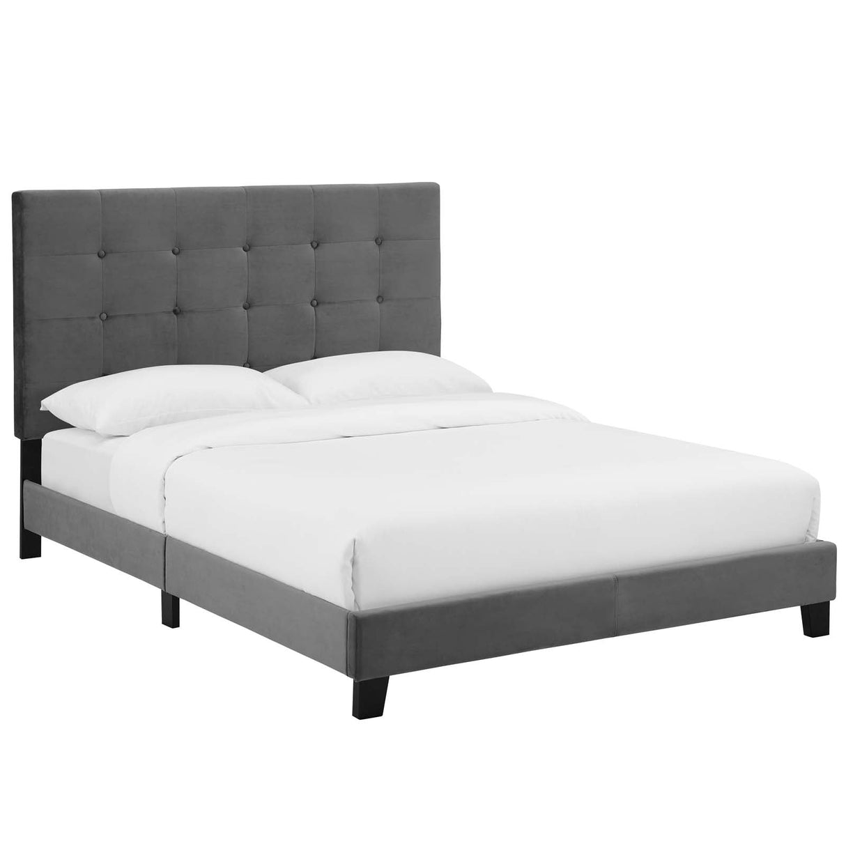 Tufted Button Performance Velvet Platform Bed