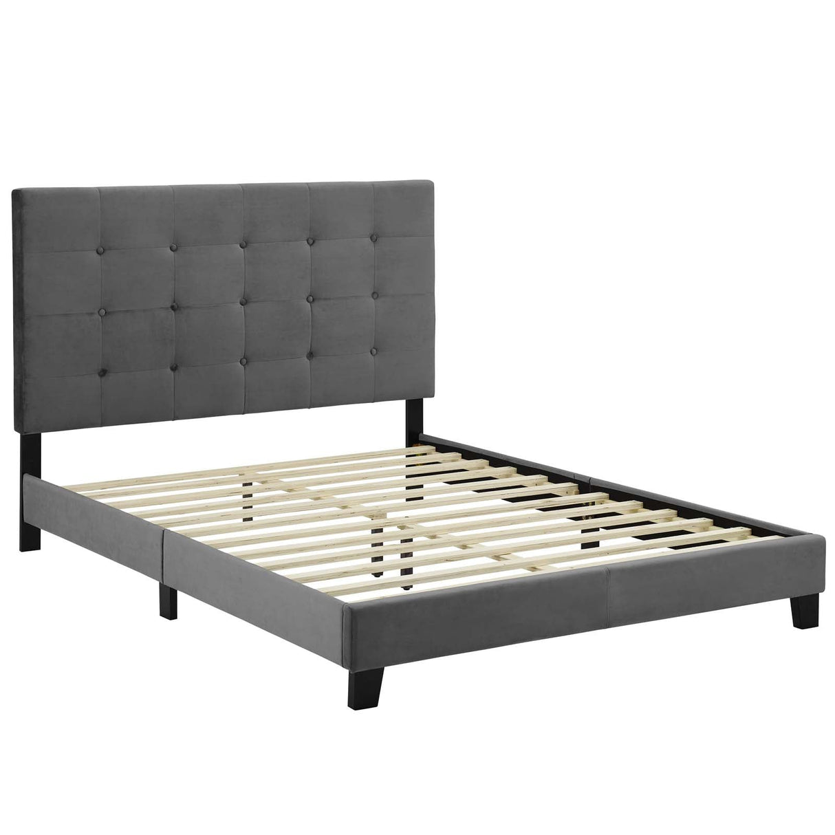 Tufted Button Performance Velvet Platform Bed