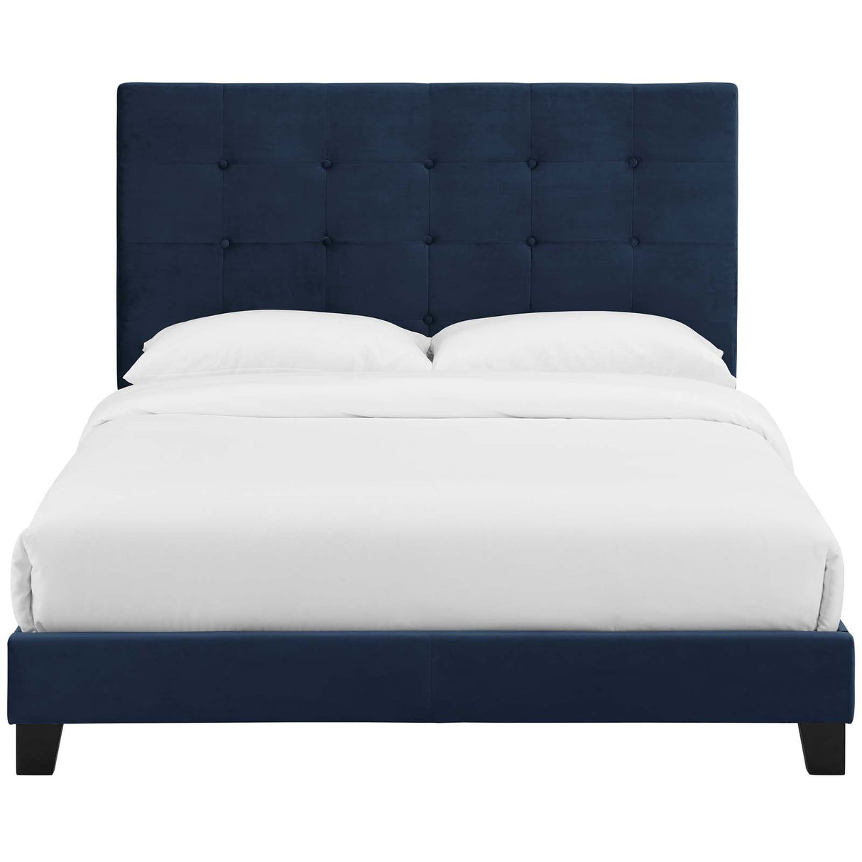 Tufted Button Performance Velvet Platform Bed