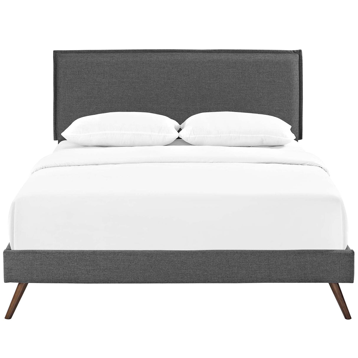 Upholstered Fabric Platform Bed with Round Splayed Legs