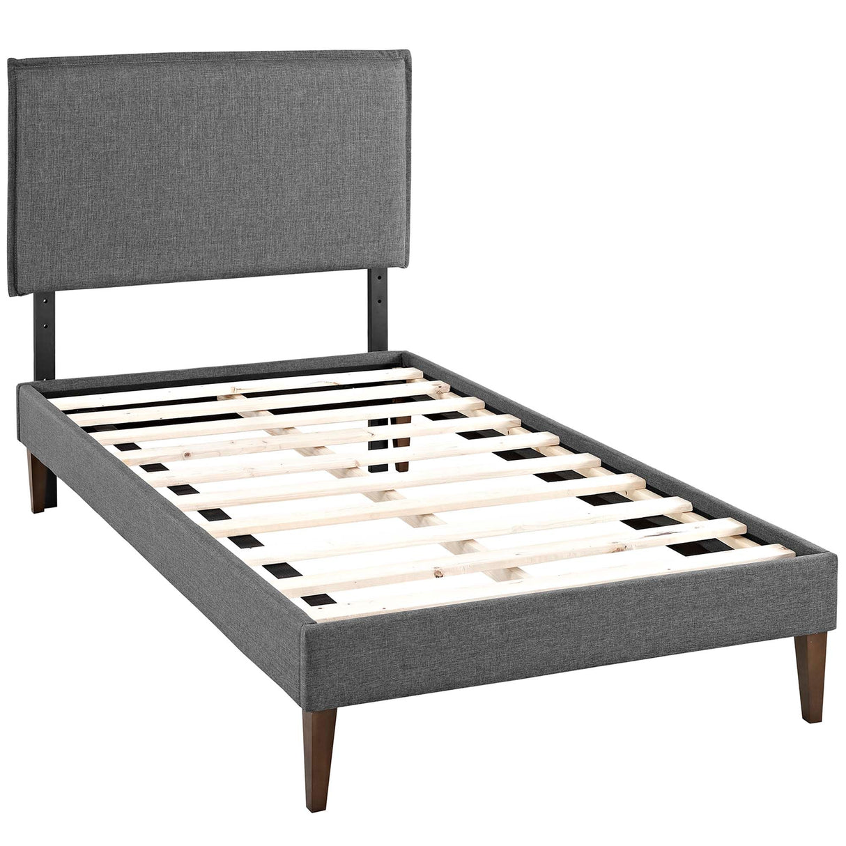 Upholstered Fabric Platform Bed with Squared Tapered Legs