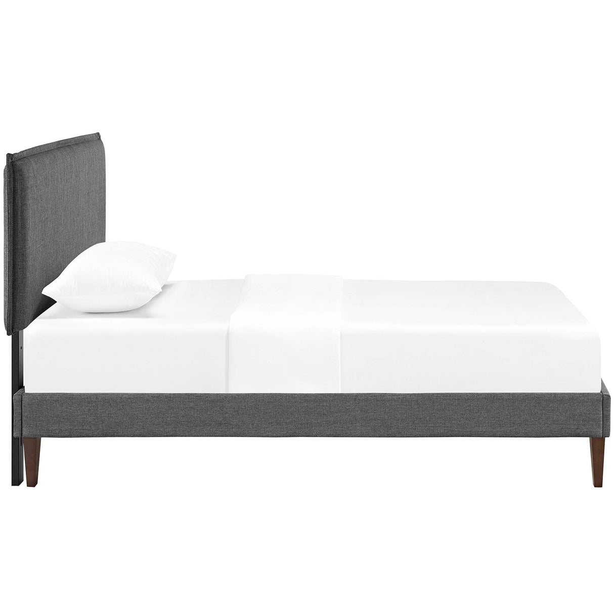 Upholstered Fabric Platform Bed with Squared Tapered Legs