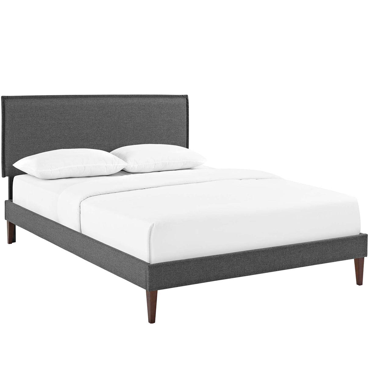Upholstered Fabric Platform Bed with Squared Tapered Legs