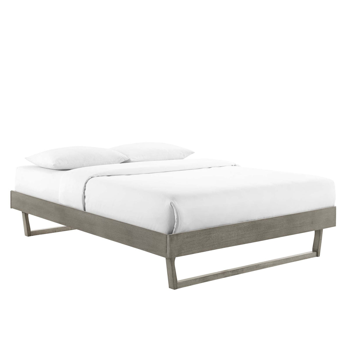 Mid-Century Wood Platform Bed Frame