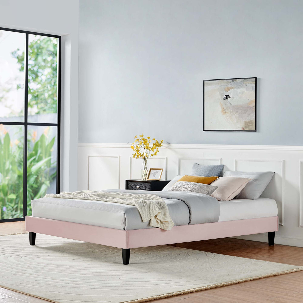 Performance Velvet Upholstered Platform Bed Frame
