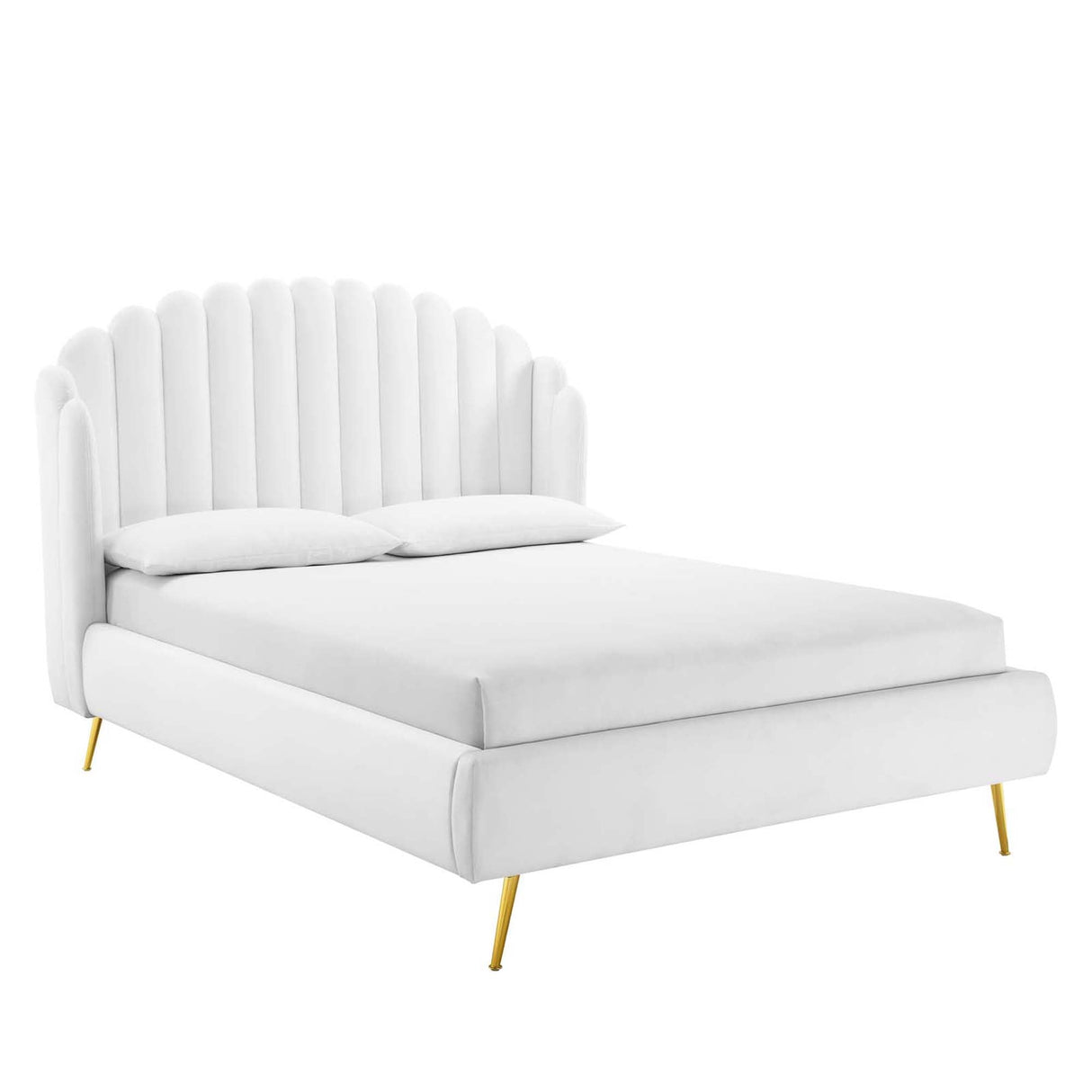 Wingback Channel Tufted Performance Velvet Queen Platform Bed