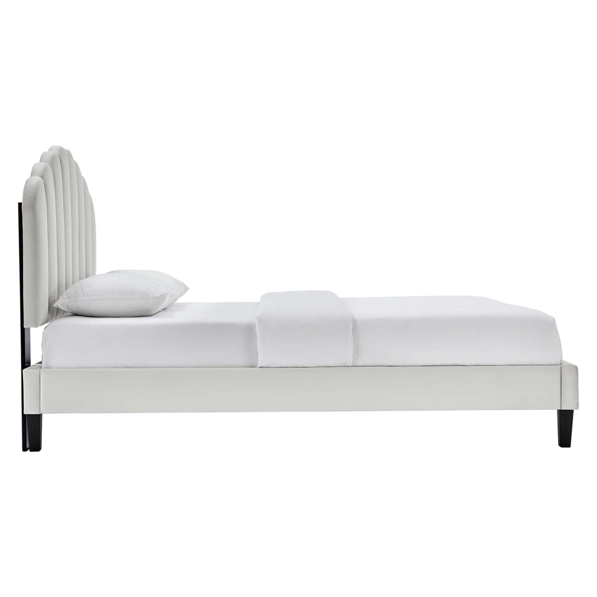 Channel Tufted Scalloped Performance Velvet Platform Bed