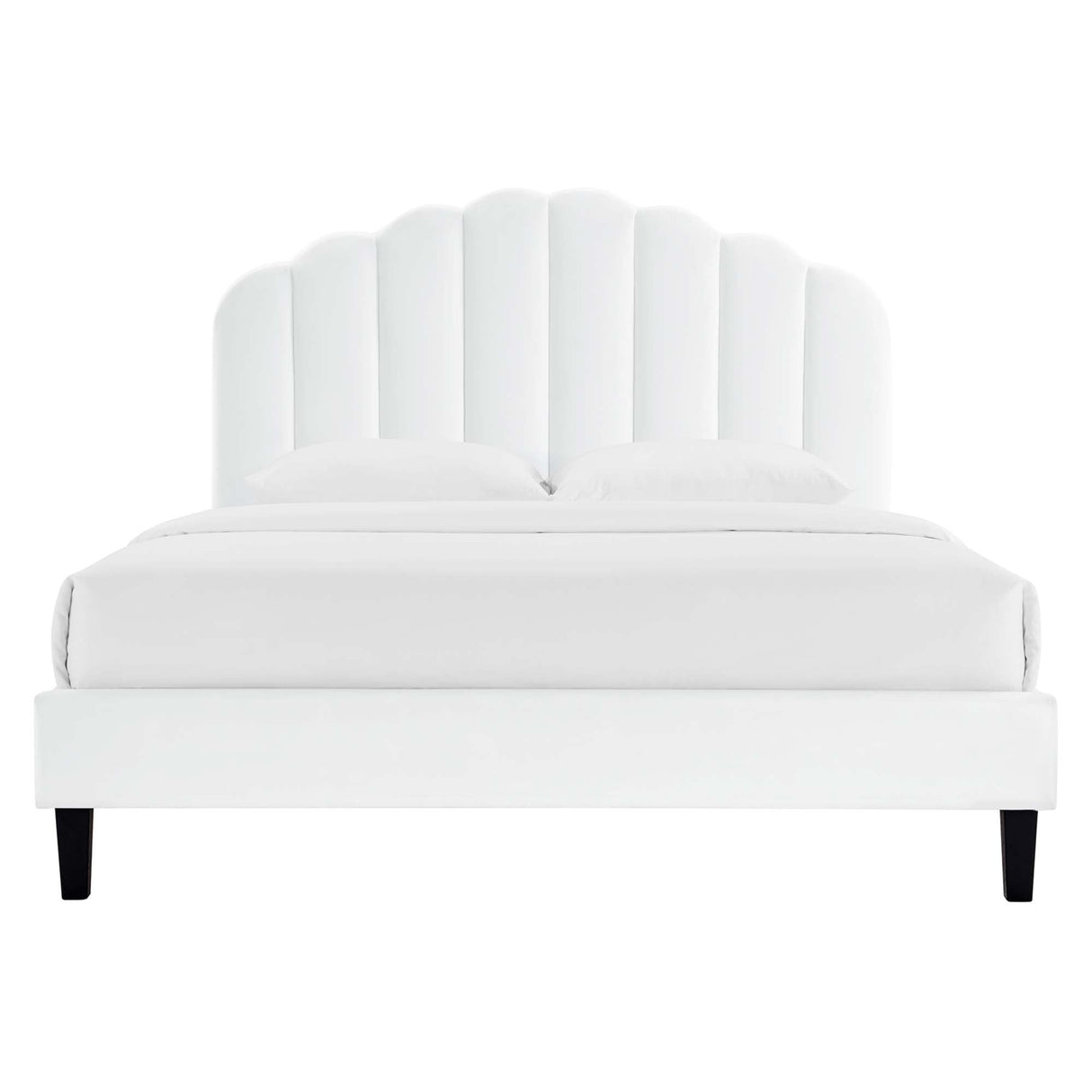 Channel Tufted Scalloped Performance Velvet Platform Bed