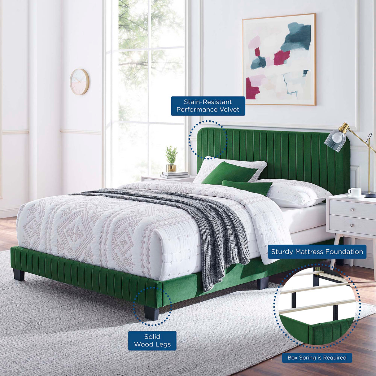 Channel Tufted Performance Velvet Bed