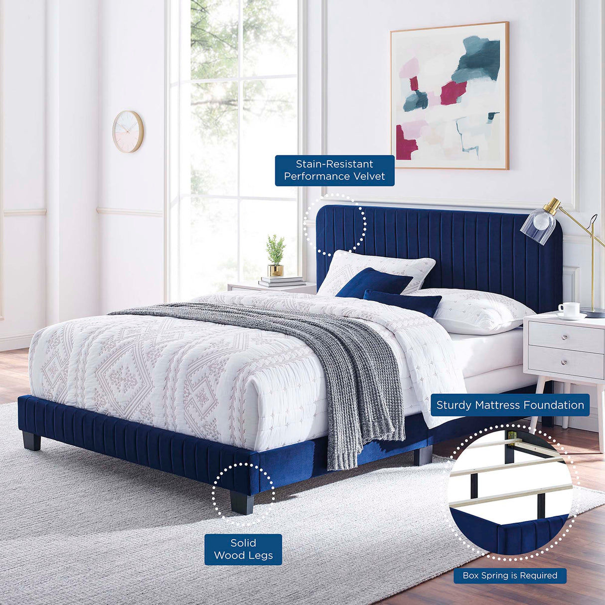 Channel Tufted Performance Velvet Bed