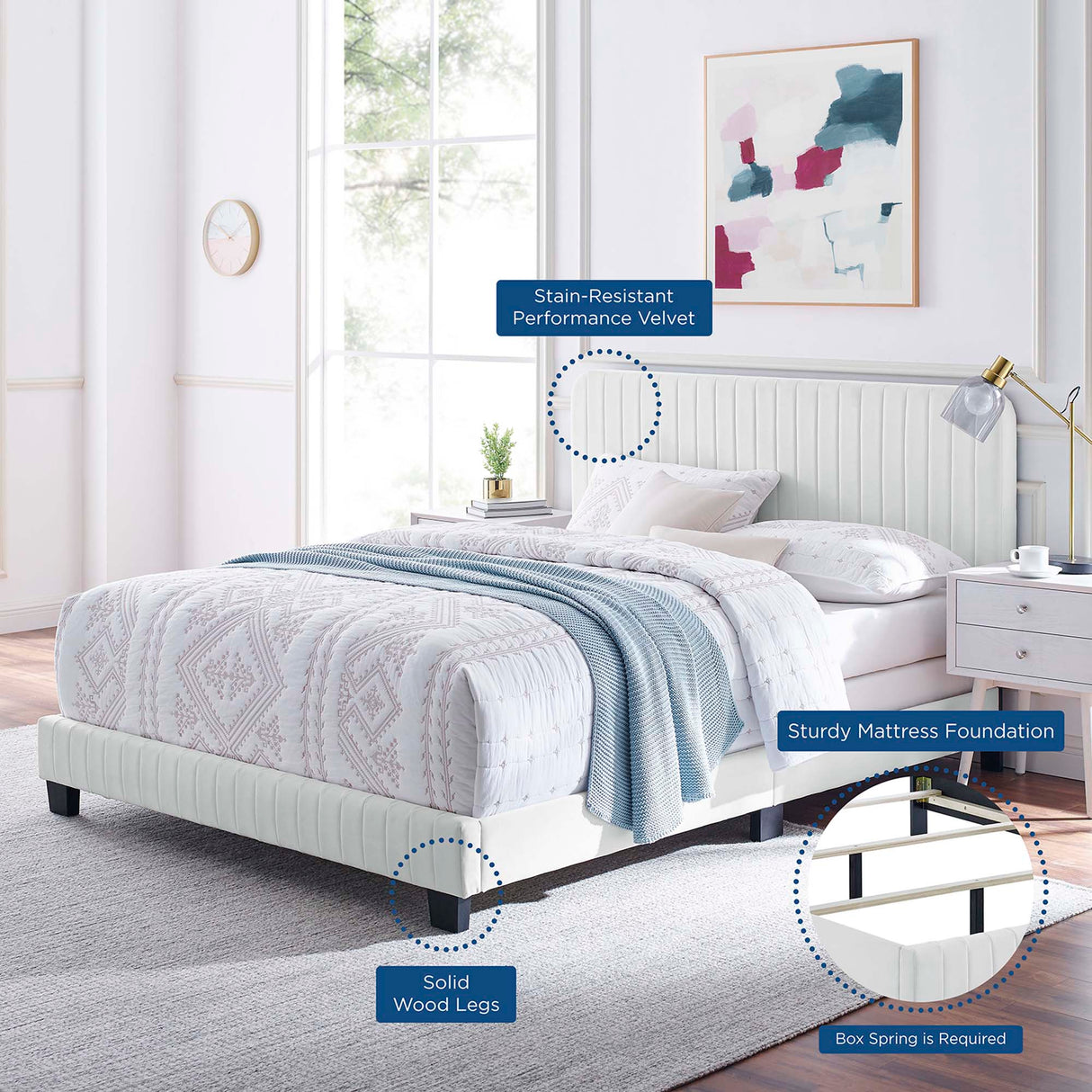 Channel Tufted Performance Velvet Bed