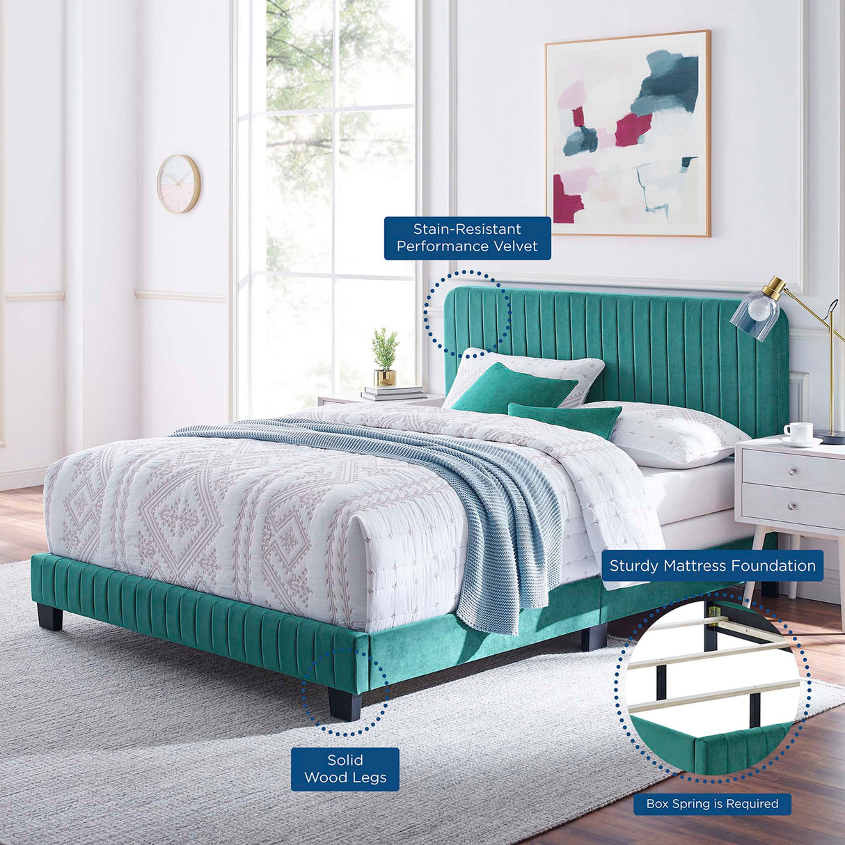 Channel Tufted Performance Velvet Bed