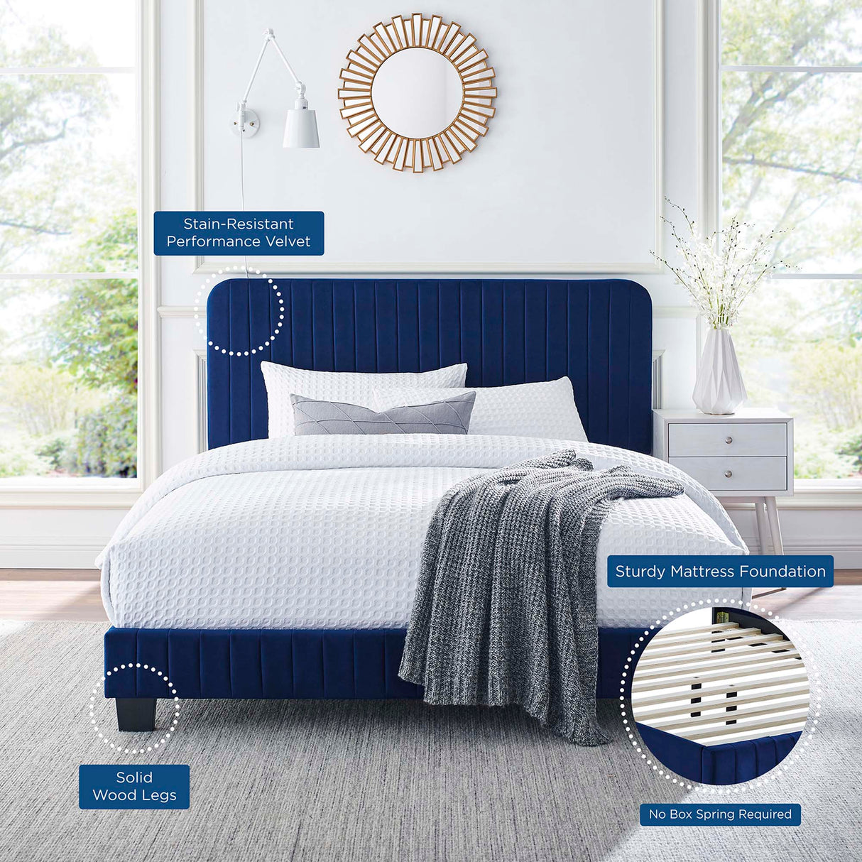 Tufted Performance Velvet Platform Bed