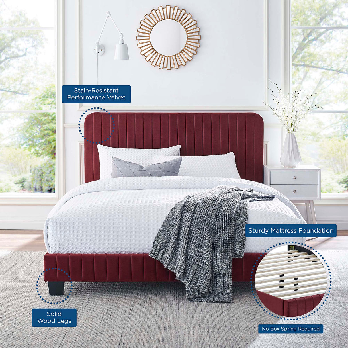 Tufted Performance Velvet Platform Bed