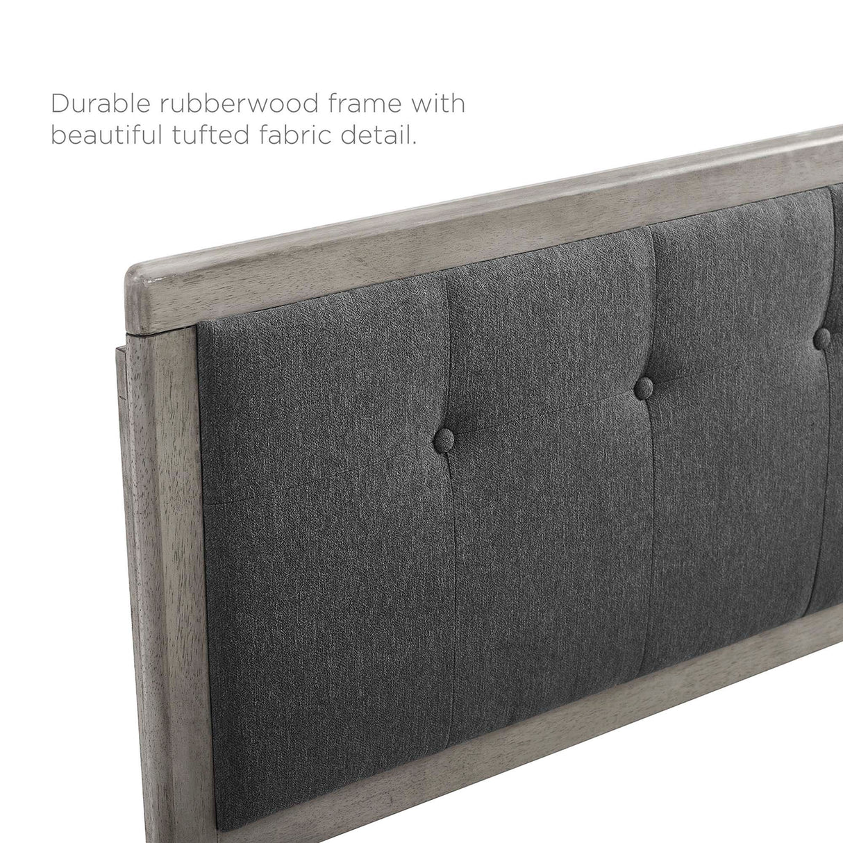 Tufted Wood Platform Bed with Angular Frame