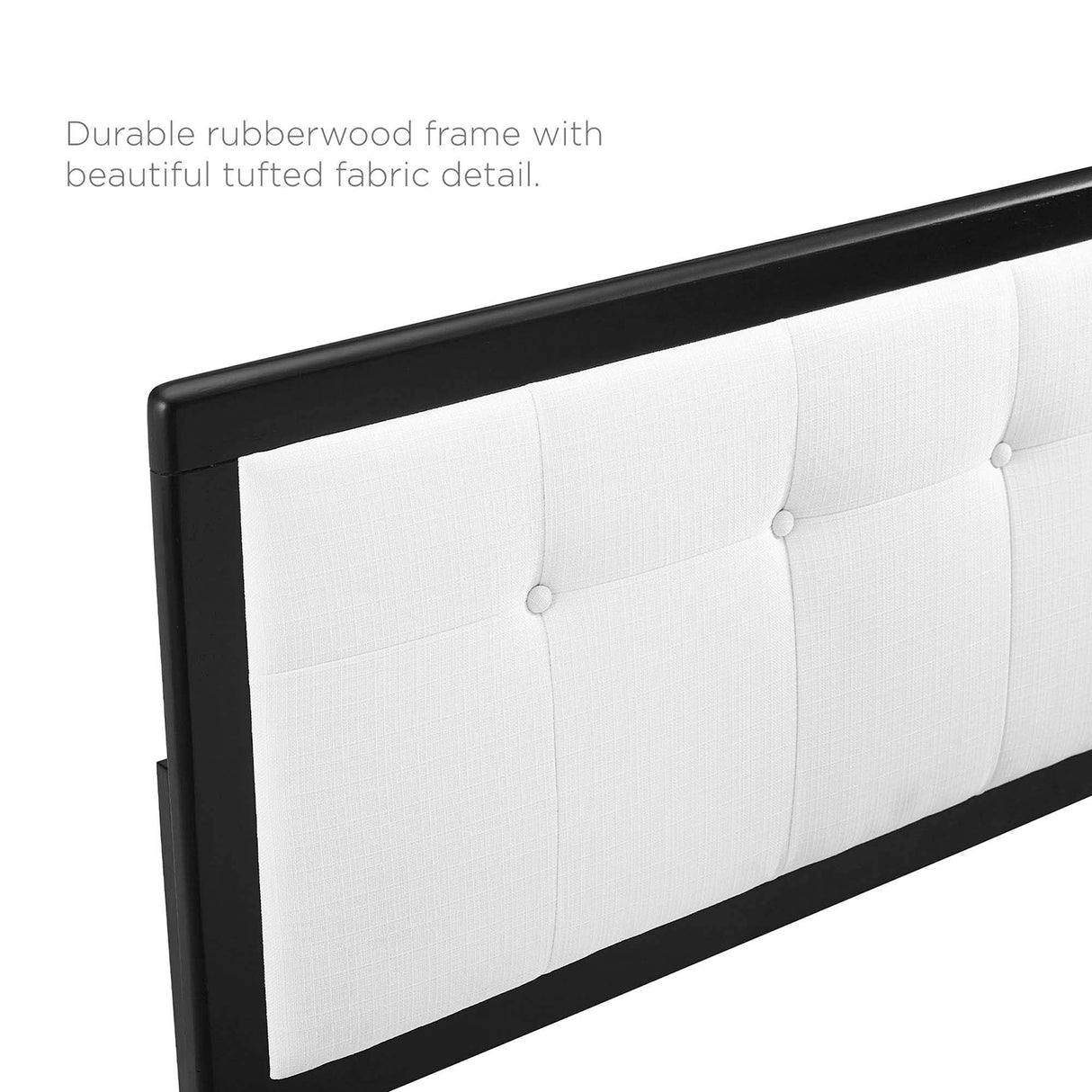Tufted Wood Platform Bed with Splayed Legs