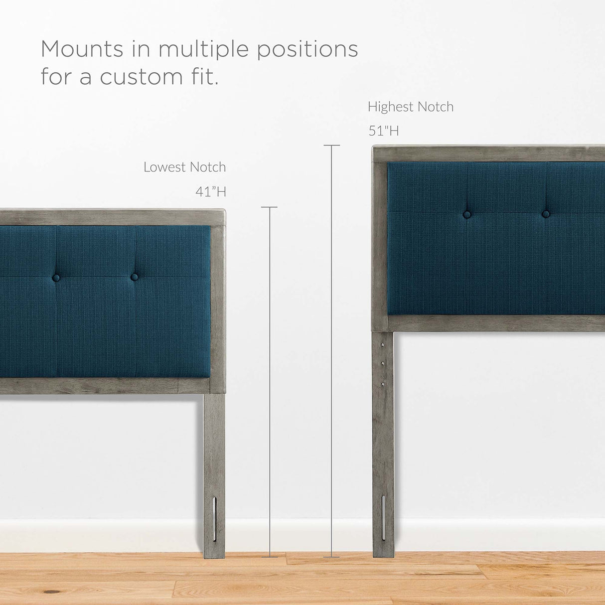 Tufted Wood Platform Bed with Angular Frame