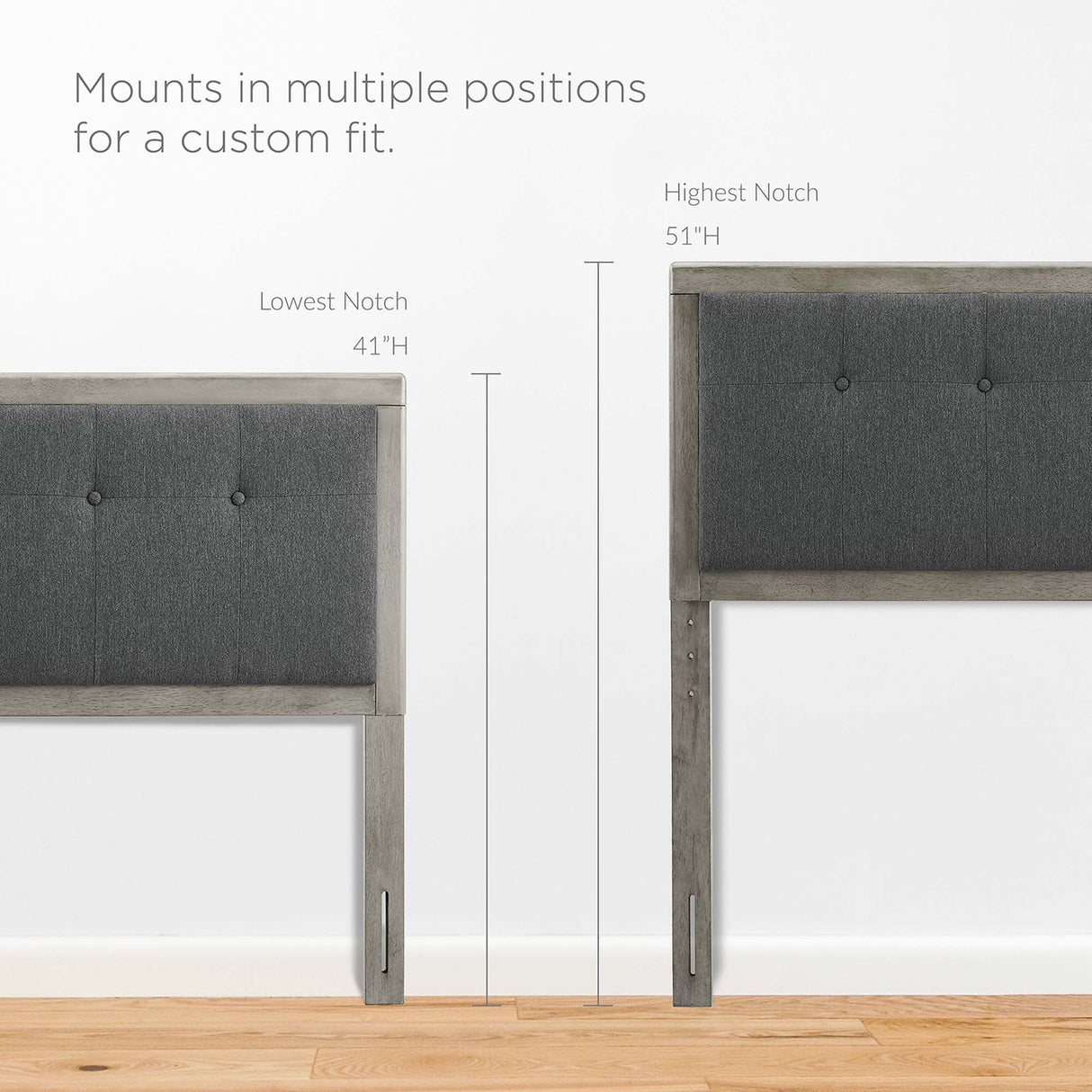 Tufted Wood Platform Bed with Angular Frame