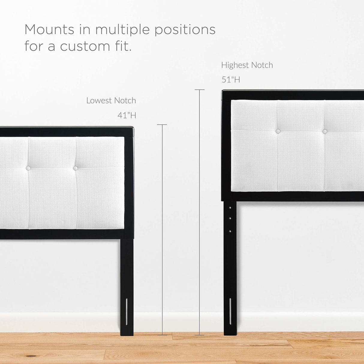 Tufted Wood Platform Bed with Splayed Legs