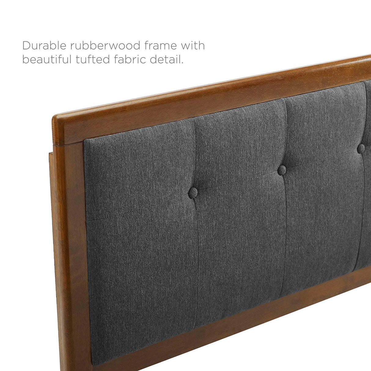 Tufted Wood Platform Bed with Splayed Legs