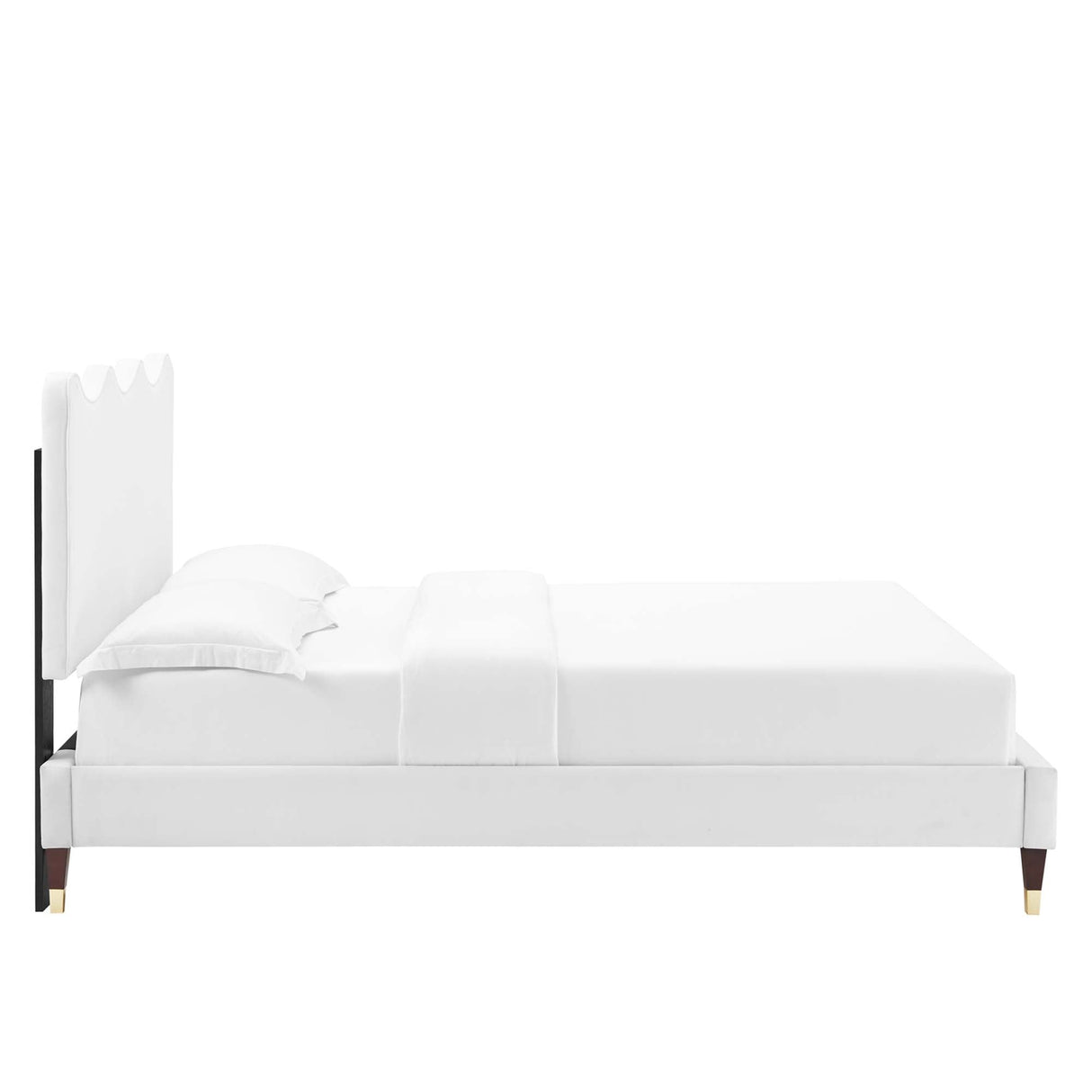 Wave-Inspired Scalloped Performance Velvet Platform Bed