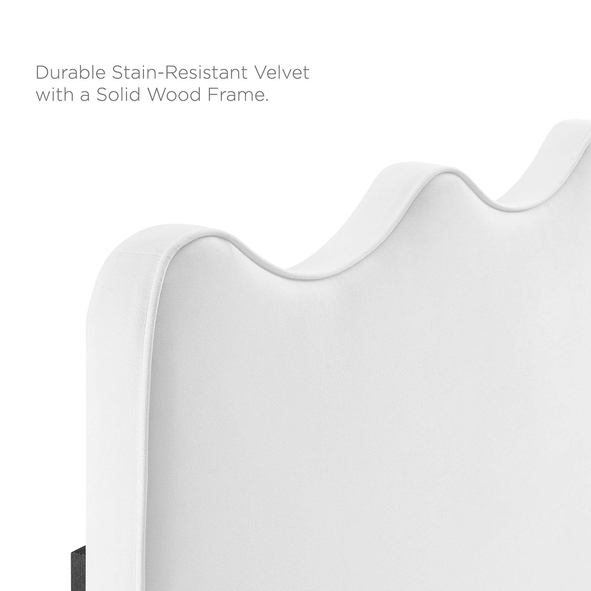 Wave-Inspired Scalloped Performance Velvet Platform Bed