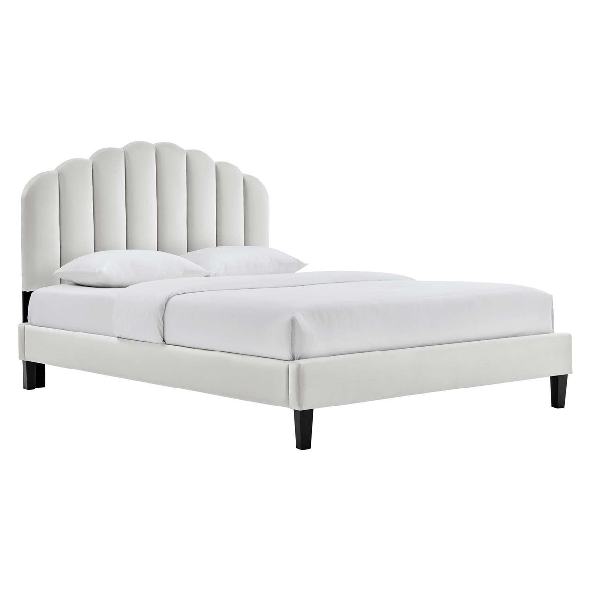 Channel Tufted Scalloped Performance Velvet Platform Bed