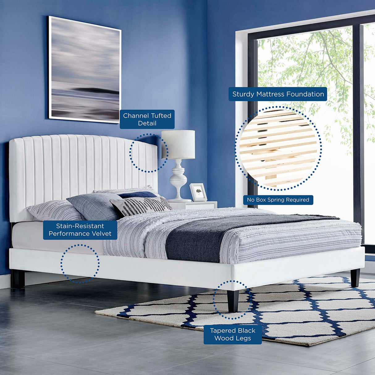 Channel Tufted Performance Velvet Platform Bed