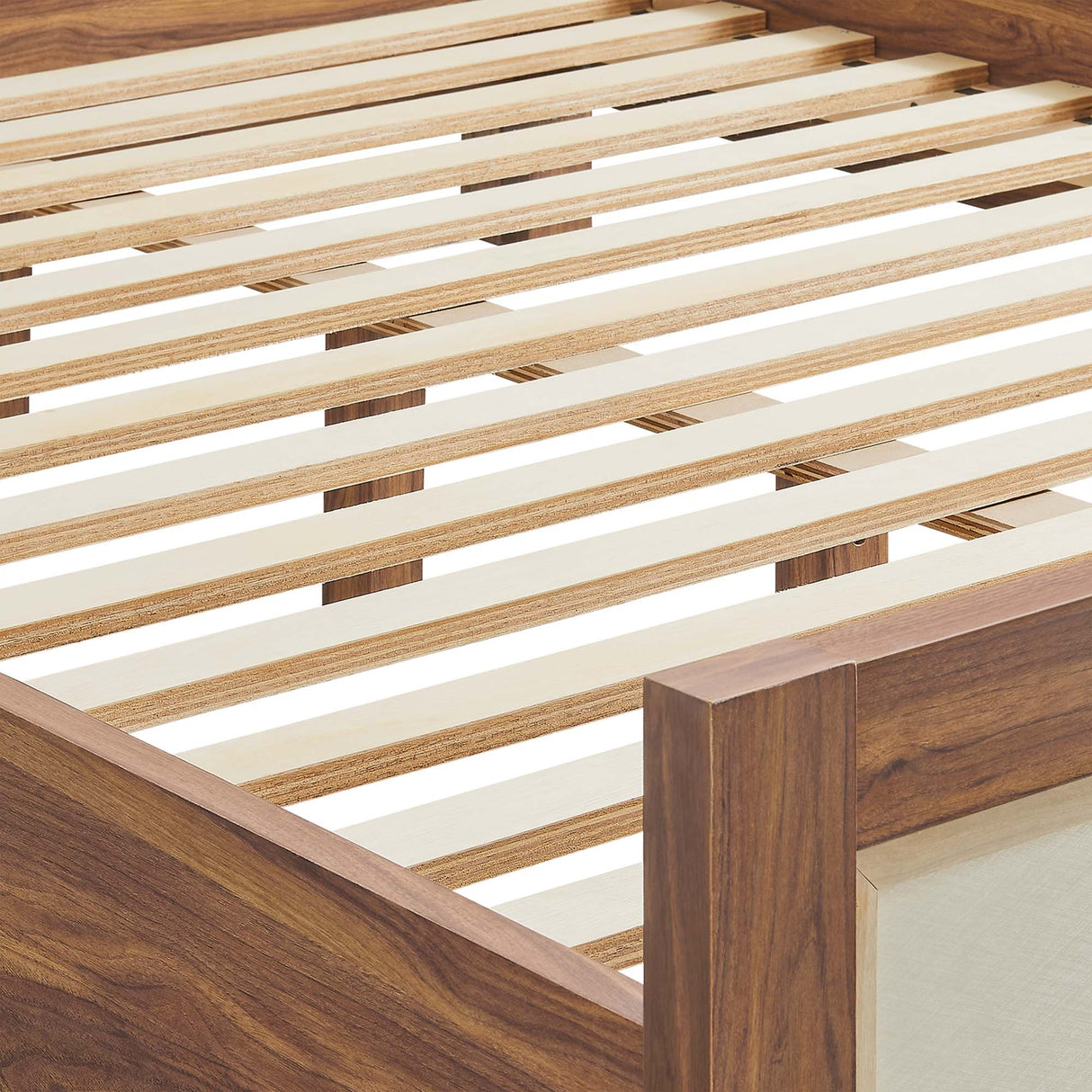 Queen Walnut Wood Grain Mid-Century Modern Platform Bed