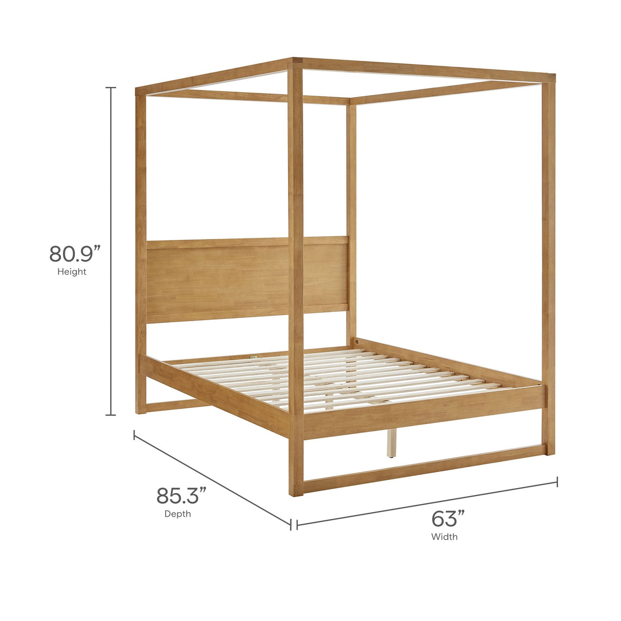 Solid Wood 4-Post Canopy Platform Bed