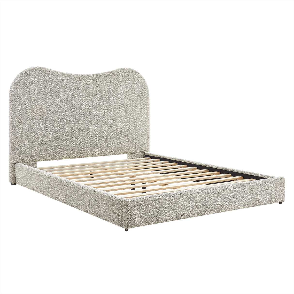 Sculptural Boucle Queen Platform Bed