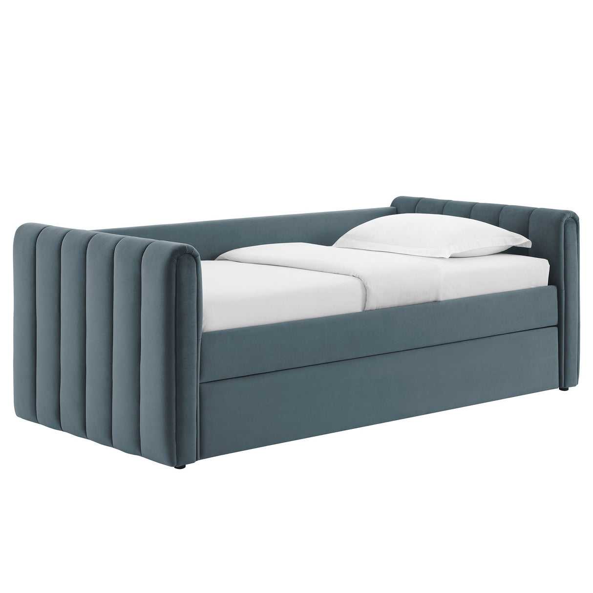 Channel Tufted Performance Velvet Twin Daybed with Trundle