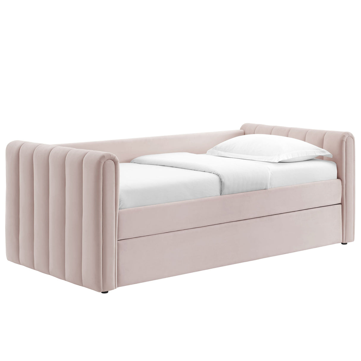 Channel Tufted Performance Velvet Twin Daybed with Trundle
