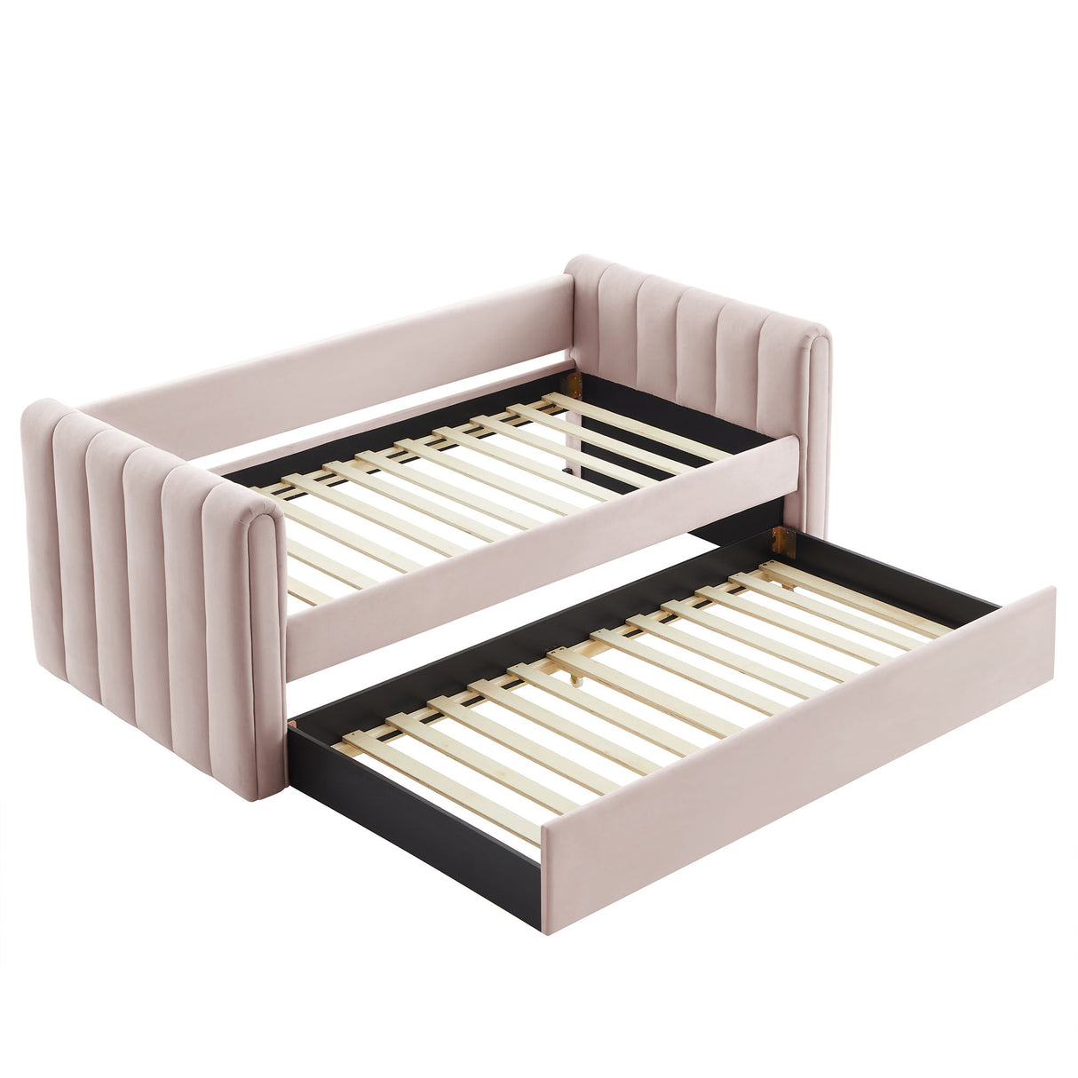 Channel Tufted Performance Velvet Twin Daybed with Trundle