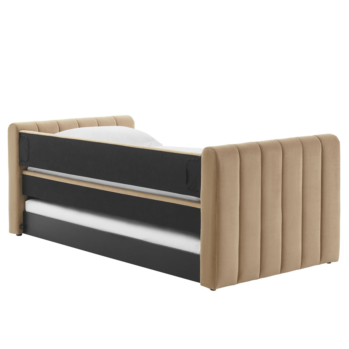 Channel Tufted Performance Velvet Twin Daybed with Trundle