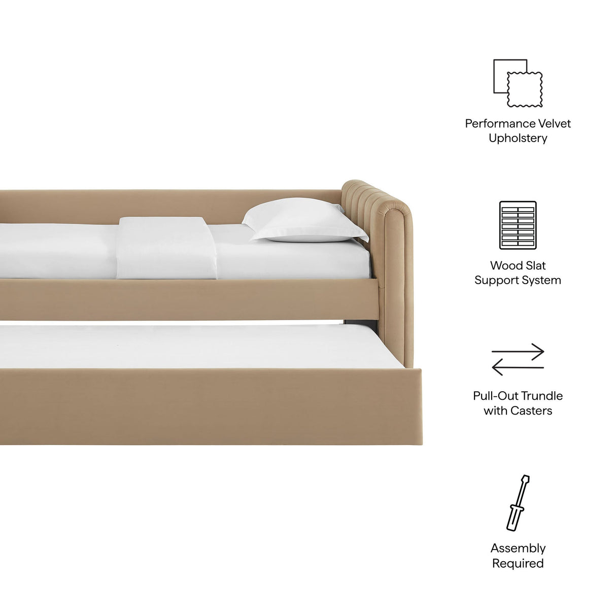 Channel Tufted Performance Velvet Twin Daybed with Trundle