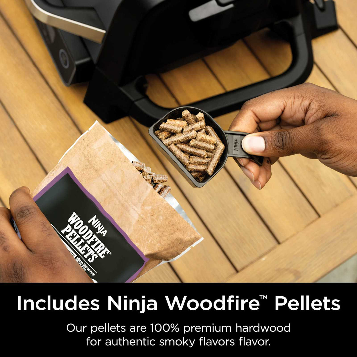 Ninja Woodfire pellet scoop and starter pellets