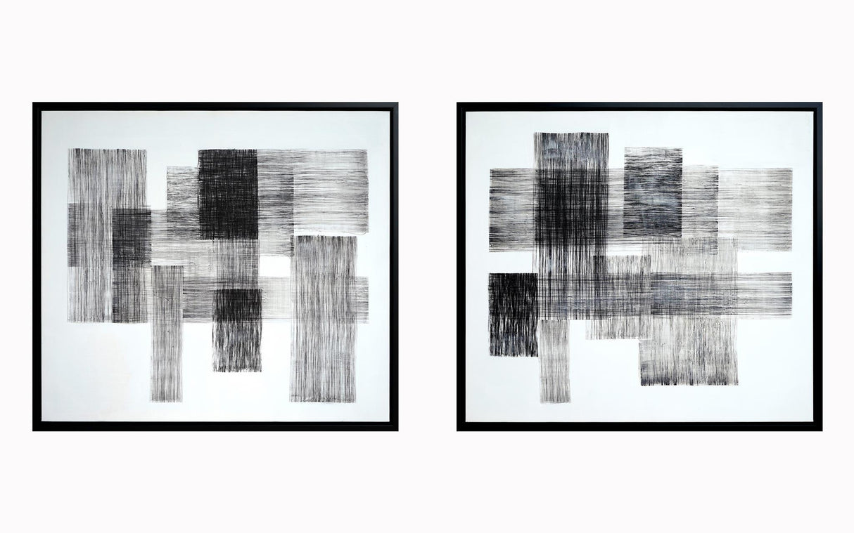 Textured Abstract Brushstroke Canvas Set in Frame
