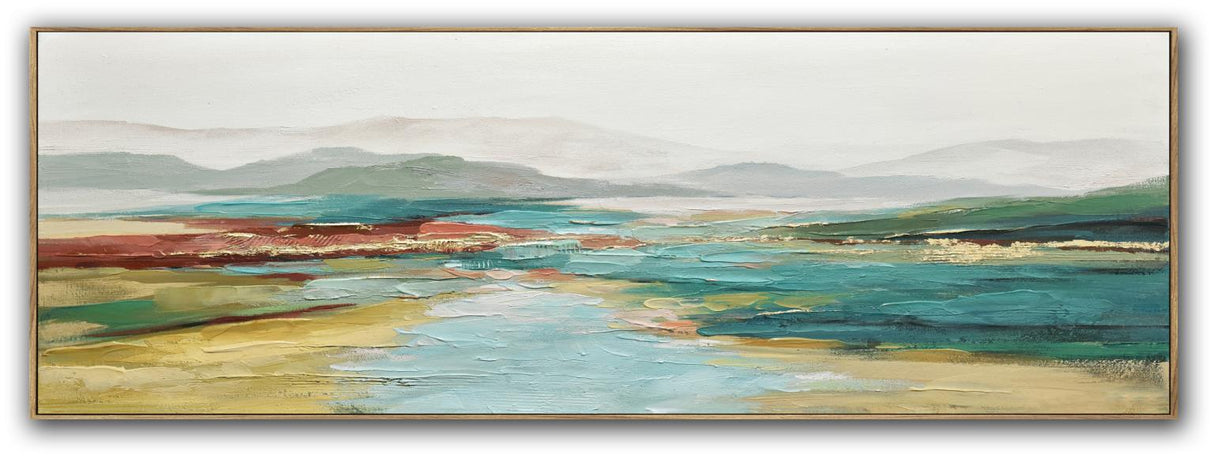 A Colorful Horizon Hand-painted Canvas in Frame