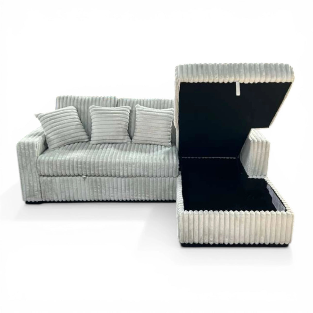 Bliss Small Corduroy Sectional Sleeper with Storage Chaise and USB Charging