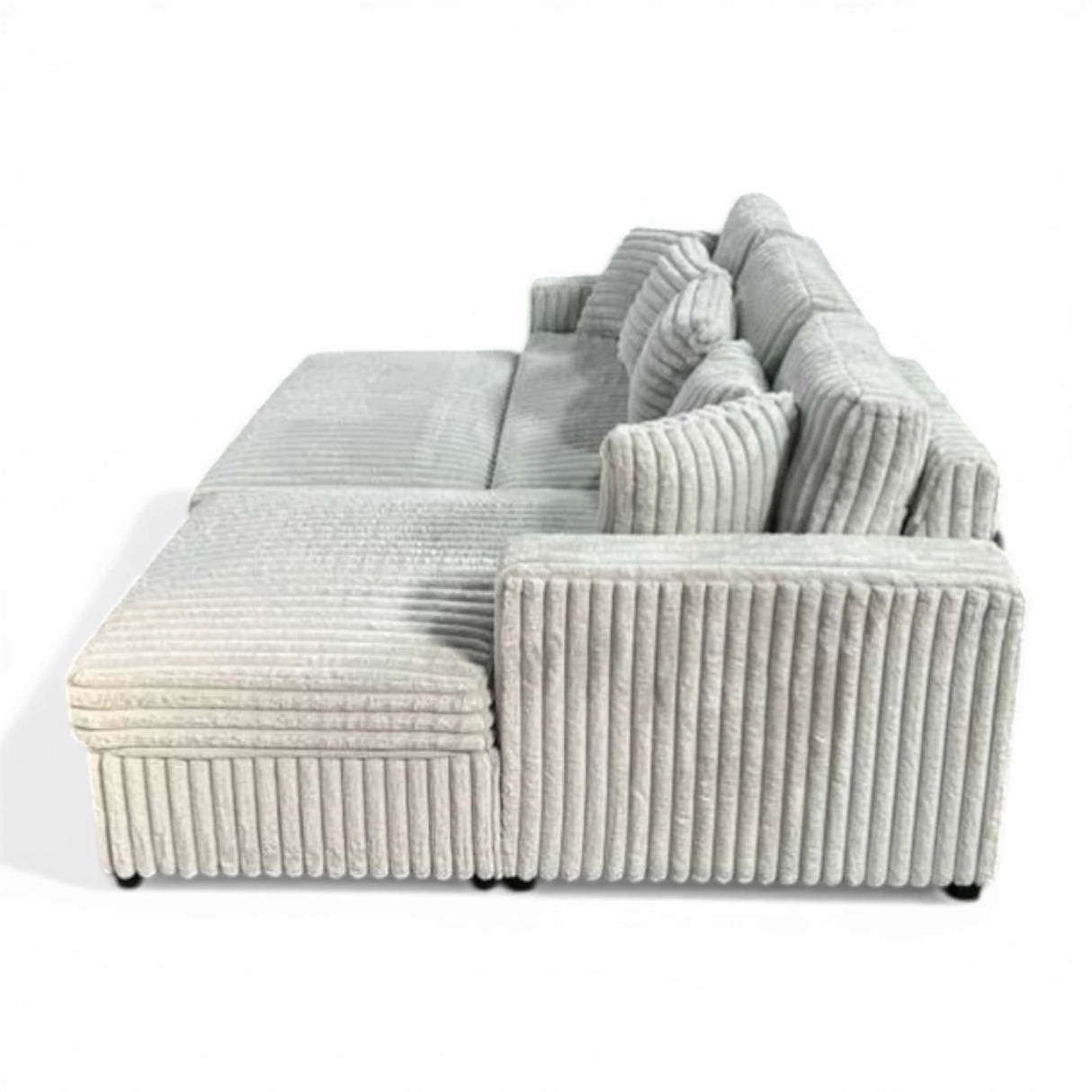 Bliss Small Corduroy Sectional Sleeper with Storage Chaise and USB Charging