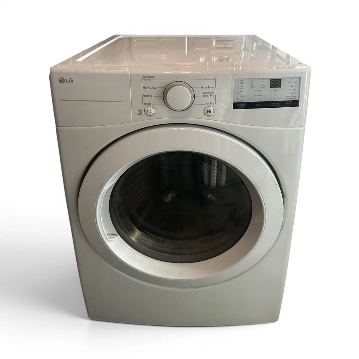 LG 7.4 Cu. Ft. Vented Stackable Electric Dryer in White with Sensor Dry