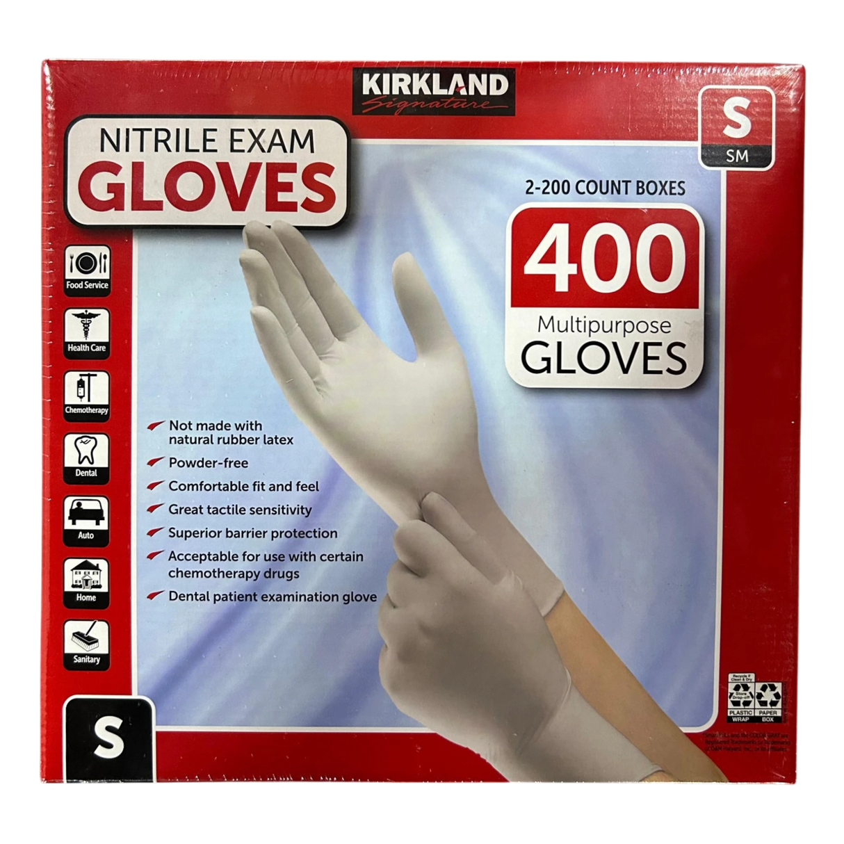 Kirkland Signature Nitrile Exam Gloves Small 2 x 200 Count
