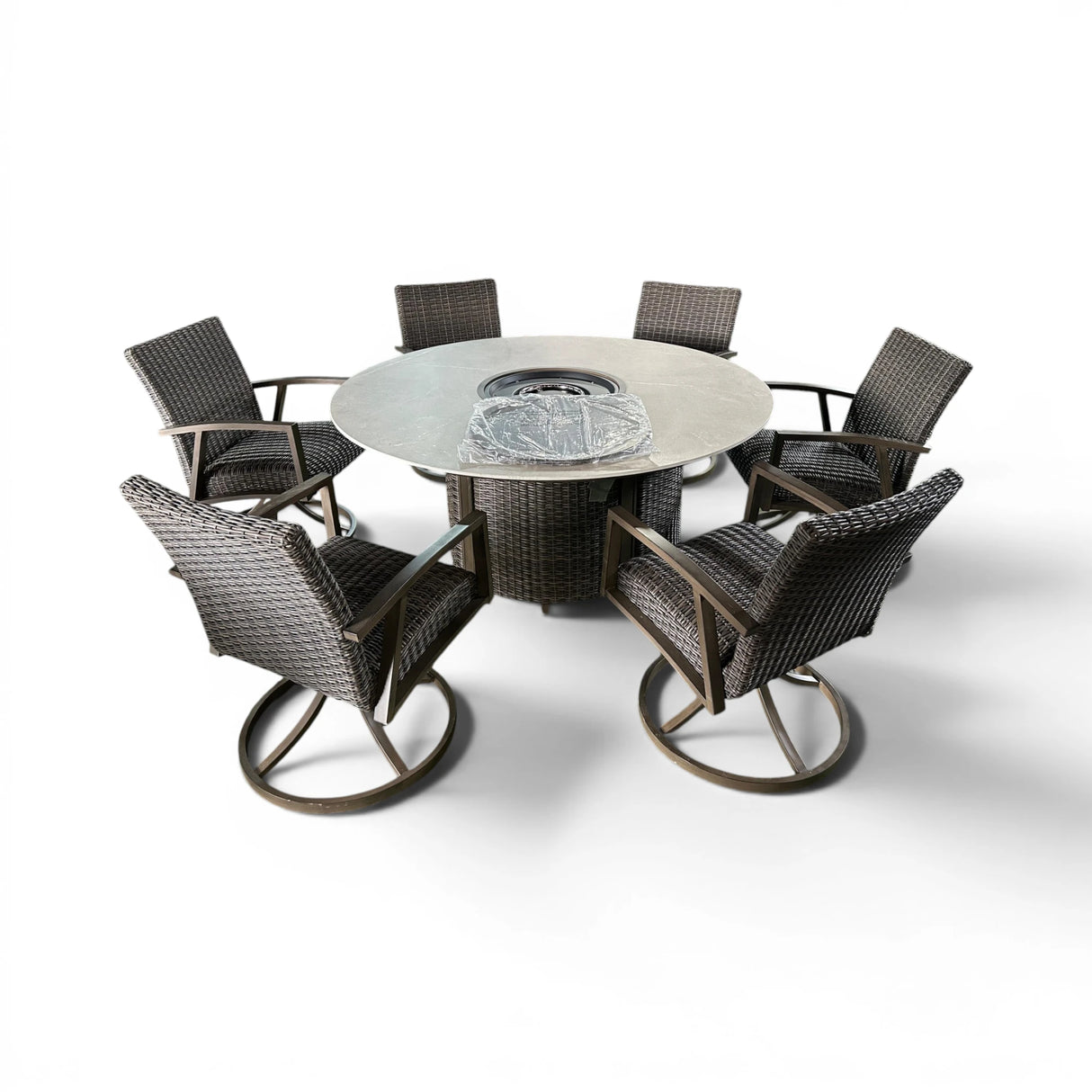 SunVilla Sarasota 7-piece Fire Outdoor Patio Dining Set