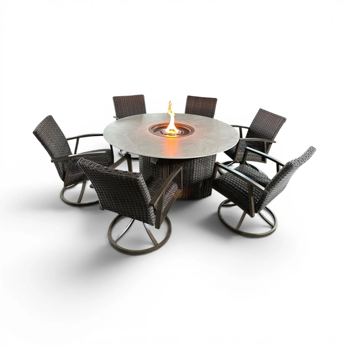 SunVilla Sarasota 7-piece Fire Outdoor Patio Dining Set